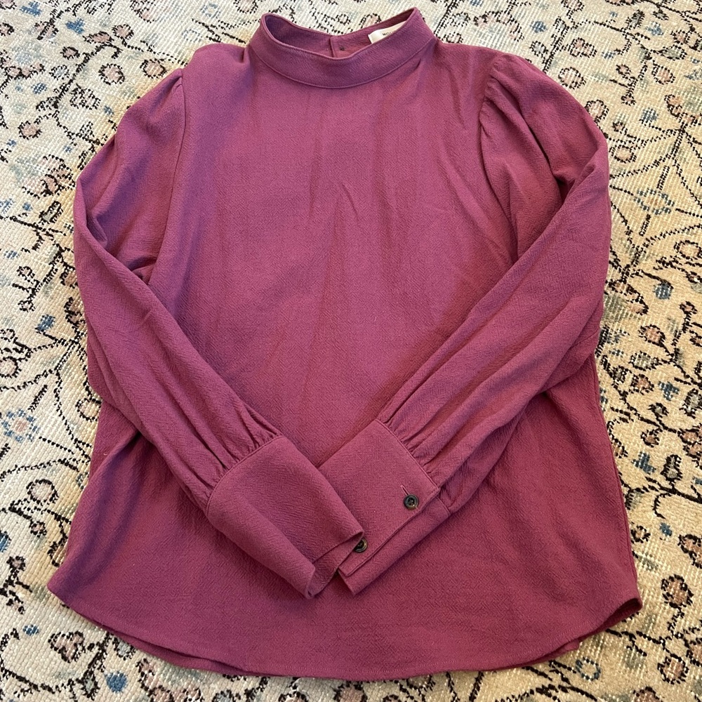 MOUSSY Button Back Puff Sleeve Blouse